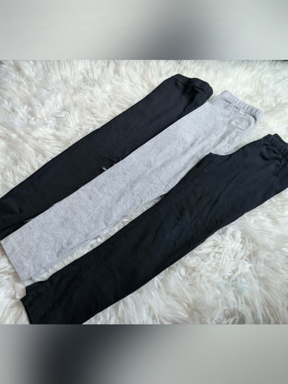 3pc Budle Lot Cat & Jack Kids Leggings Trio - Black & Light Gray